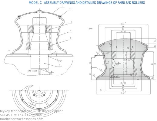 Mua Loại C Fairlead Roller 150mm-500mm Winch Roller cho các đường đậu tàu biển sản xuất trực tuyến
